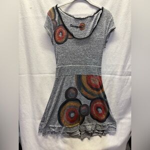 Desigual Vintage Designer Multicolor Circle Pattern Dress